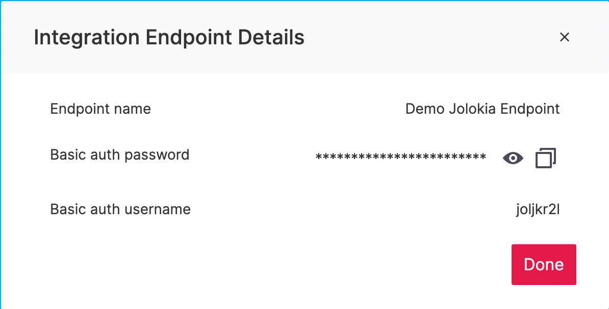 Jolokia integration endpoint details